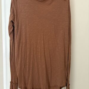 We The Free Brown Long Sleeve Tee Relaxed Fit, XS, NWOT